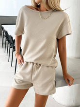 Casual Solid Color Short Sleeve Top And Shorts Set